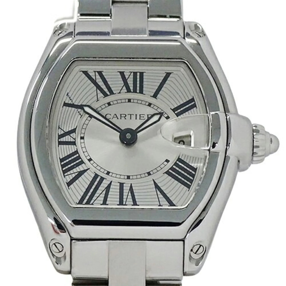 Stainless Ladies SS Steel Date Silver Quartz W62016V3 Cartier Pre-Owned (Fair) SM Roadster Polished Watch