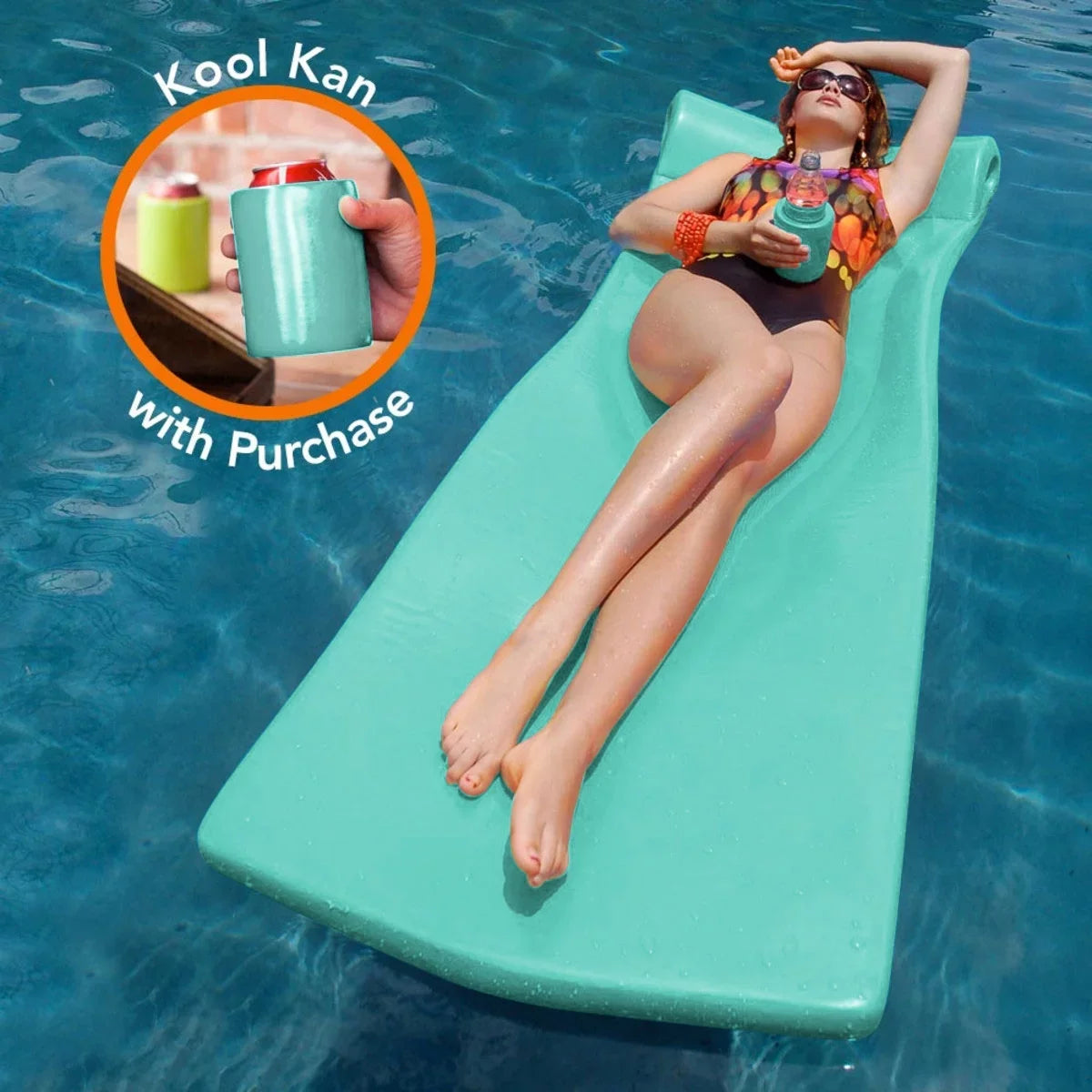 Float Texas Mint Swimming Kool 1.75-in Kan, Bonus Mattress Recreation Pool Floating Pool Kool Thick with Foam