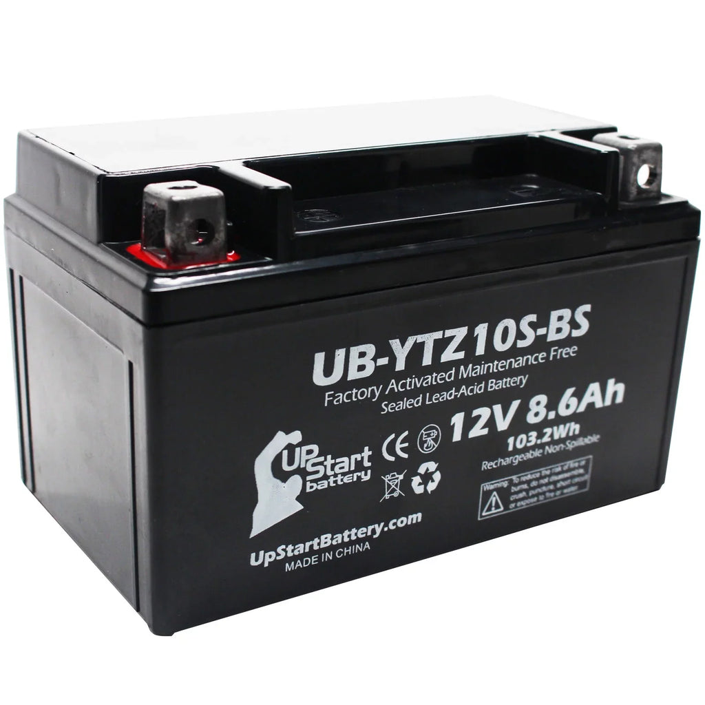 UpStart Battery Motorcycle 2011 Free, Battery Yamaha UB-YTZ10S-BS Factory 1000CC - 12V, 4-Pack 8.6Ah, Maintenance Activated, YZF-R1 for Replacement