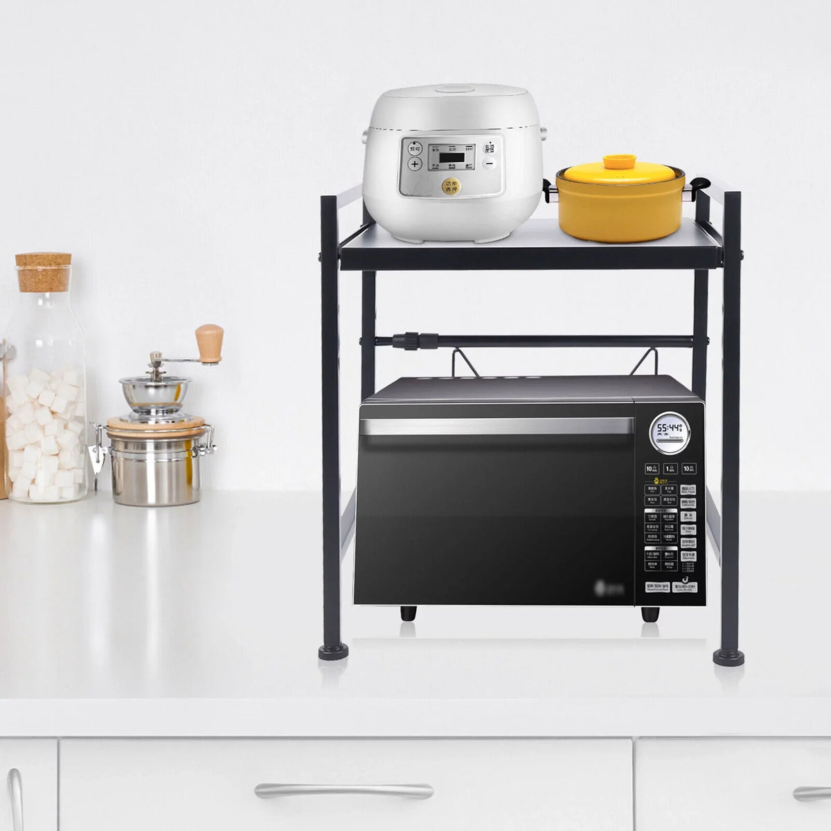 Retractable Metal Rack, Rack, Storage Single Condiment Tier Shelf Microwave Microwave Countertop Expandable inch Oven Oven Microwave Stand, Oven Cabinet 14.5~22.8 Kitchen Rack