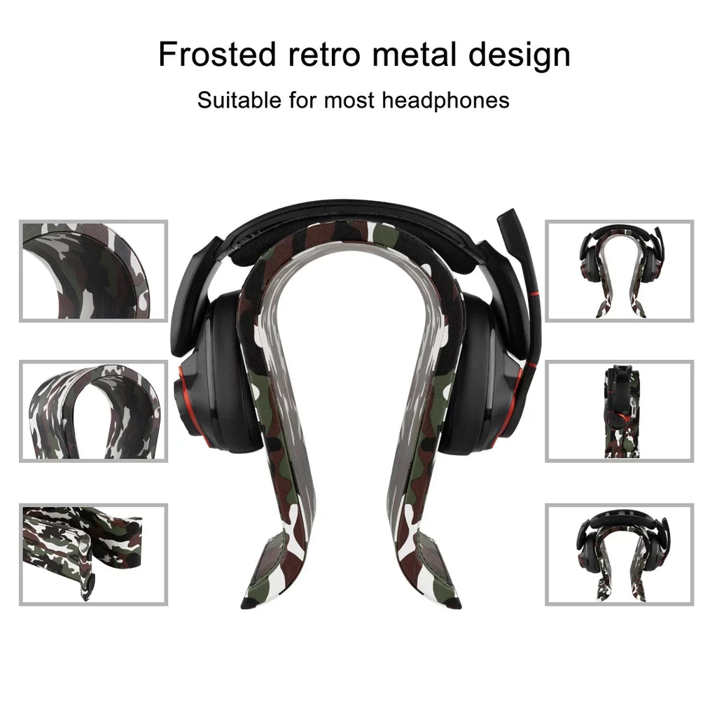 Gaming Display Omega Wooden for Stand, Razer, Hanger Headphone Beach, Geekria Desk PS5 Hyperx, Turtle Headphones, Leather Vegan JBL, Stand (Camo) Over-Ear Sennheiser, with Compatible Headset