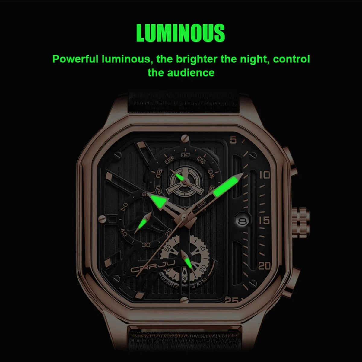 Chronograph Business Waterproof Leather Quartz Date Luxury Watch Men's Luminous