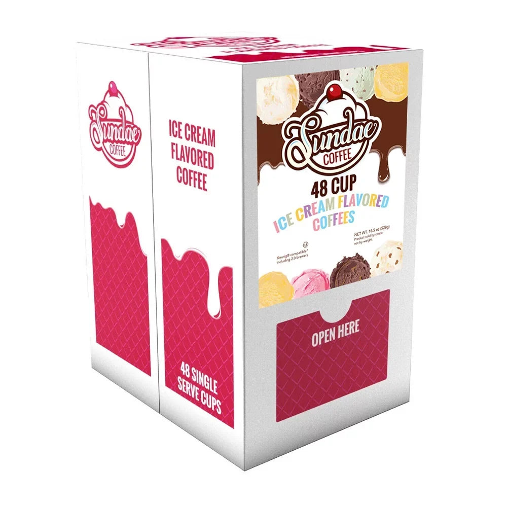 Flavored Coffee 48 Sundae for K-Cups Pack Cream Brewers Keurig Variety K-Cup Ice