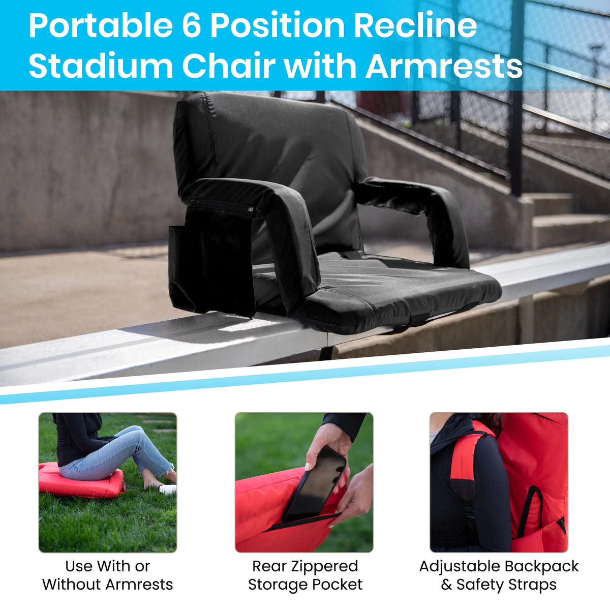 Fabric Stadium Black Wide Flash Furniture Malta Extra Chair,
