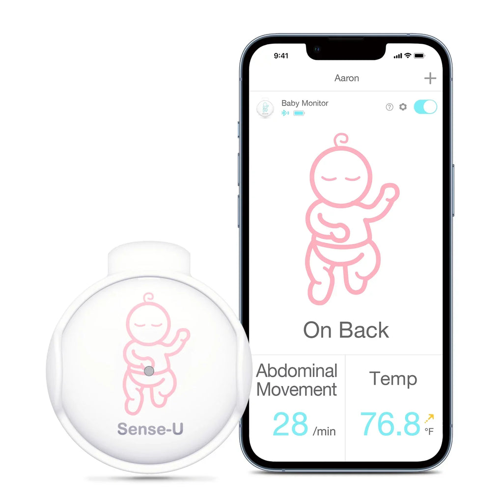 with Smartphones, on Audio Alerts Abdominal and Abdominal Movement Baby Baby's Sense-U Pink Position Safety Baby - Temperature, for Sleeping Monitor Tracks Rollover Instant Movement, Smart