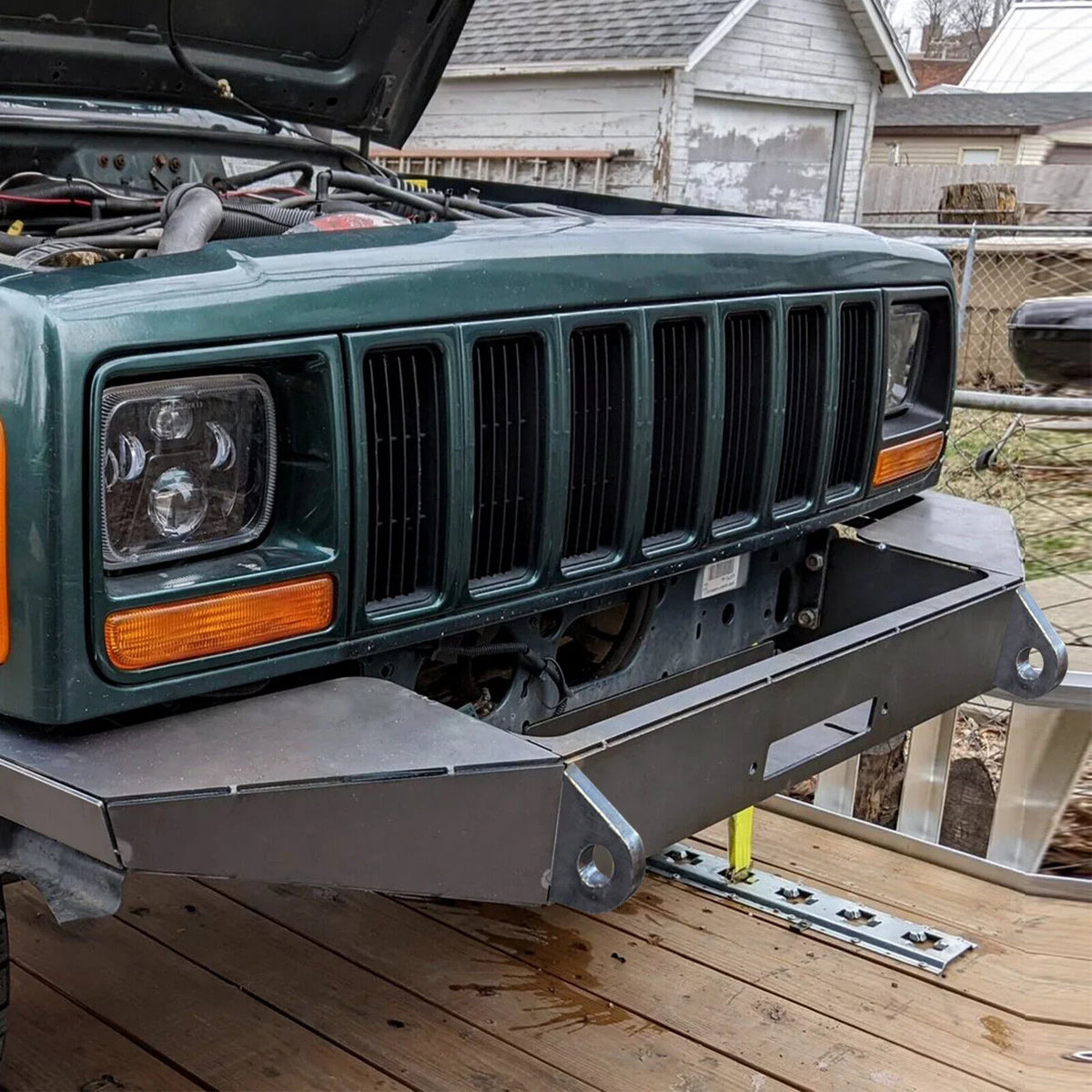 Mount KOJEM Plate Front Cherokee for DIY Winch Bare Jeep 1984-2001 Kit Metal XJ Bumper