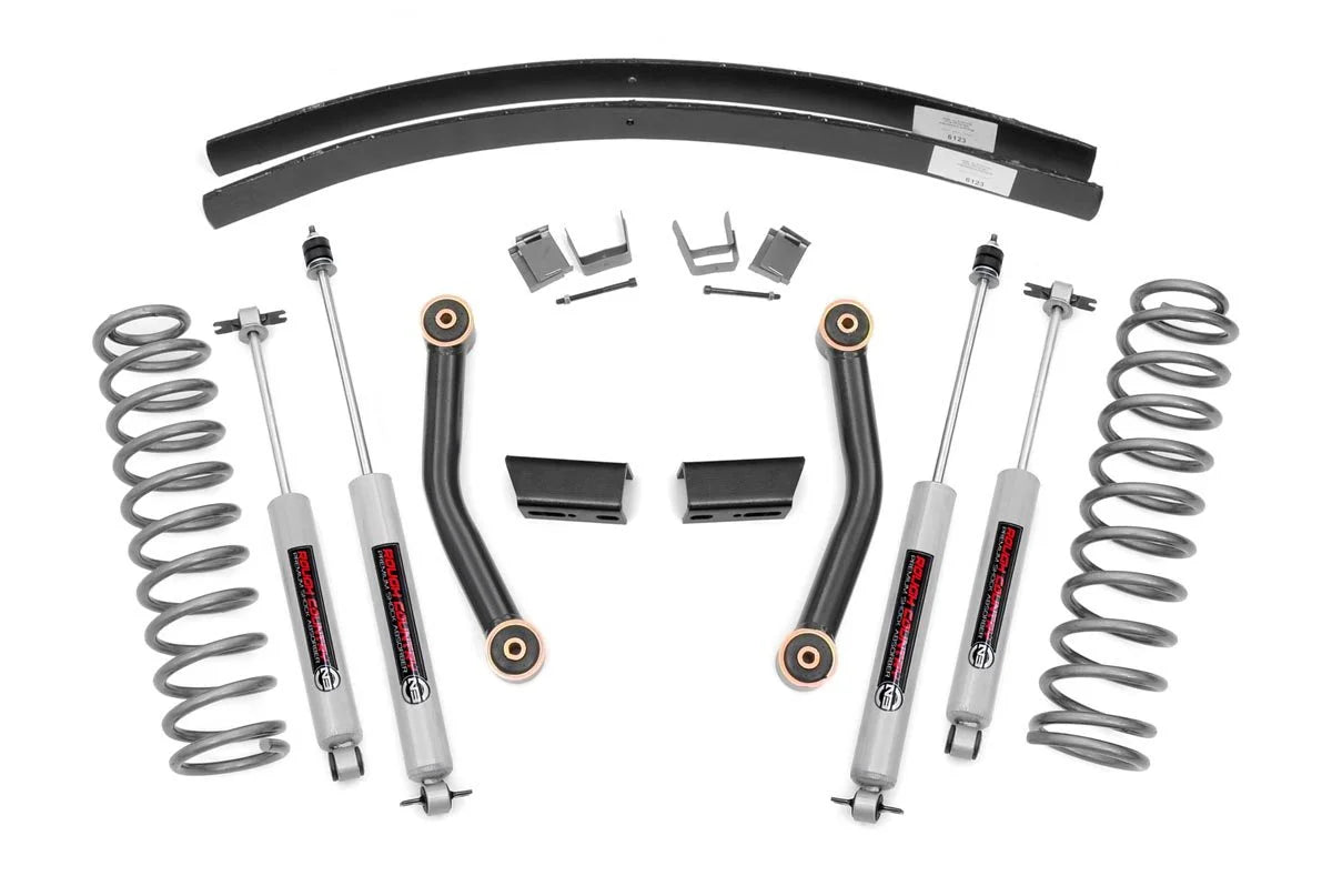 II Suspension Add N3 1984-2001 Jeep Leaf Lift Series Country | Cherokee 3" (fits) | 670XN2 Shocks Rough Kit | XJ