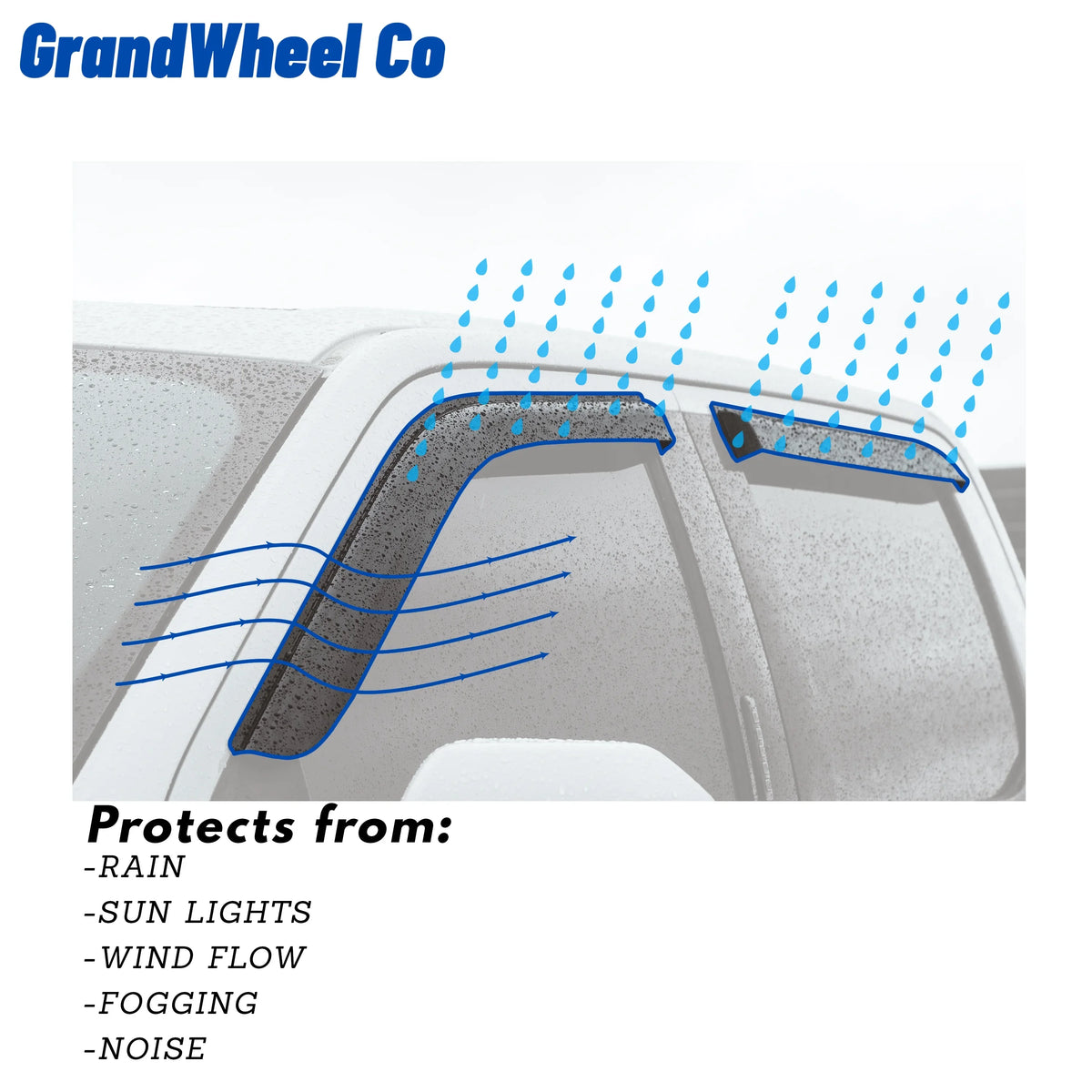 Guards Tape-On Smoke Compatible Nissan Vent GW0299 Deflectors with - Rogue Tinted Window GrandWheel Rain 2021-2024 Co Side 6pcs. Visor