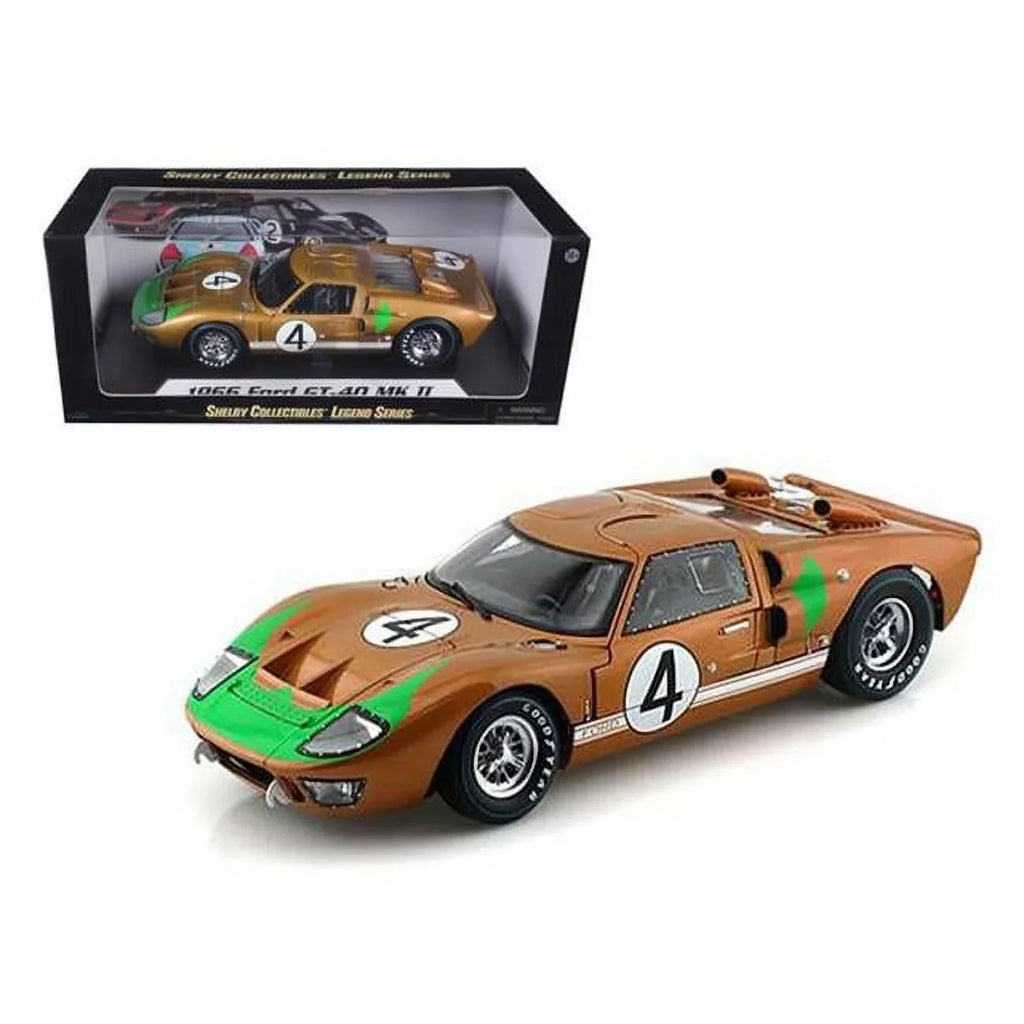 Shelby 2 Collectibles SC414 Diecast GT-40 1-18 MK Gold No.4 Car 1966 Model