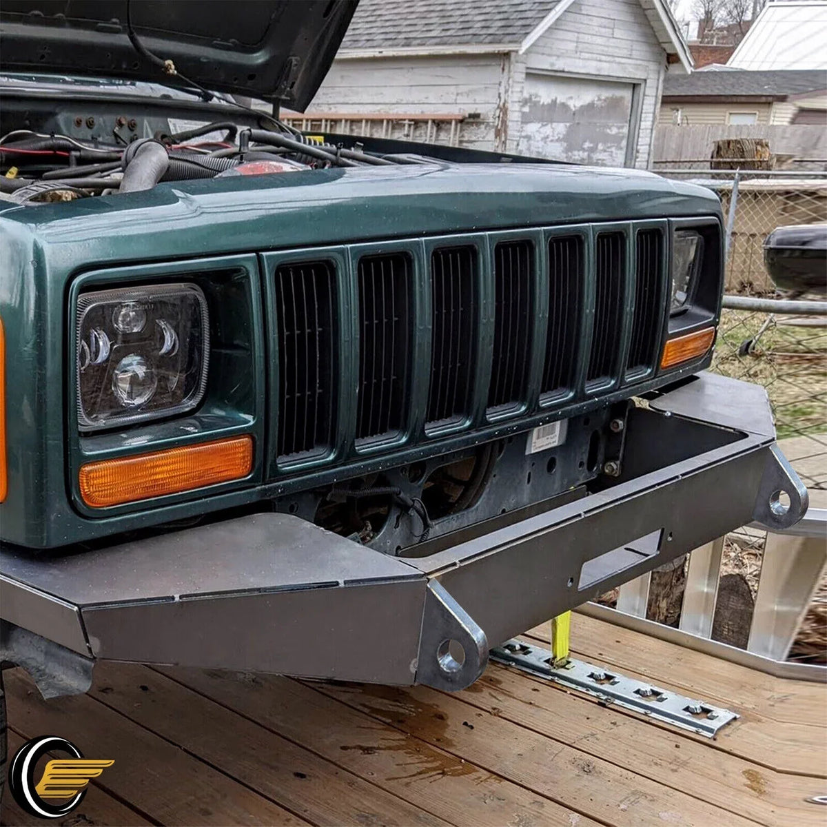 Mount KOJEM Plate Front Cherokee for DIY Winch Bare Jeep 1984-2001 Kit Metal XJ Bumper