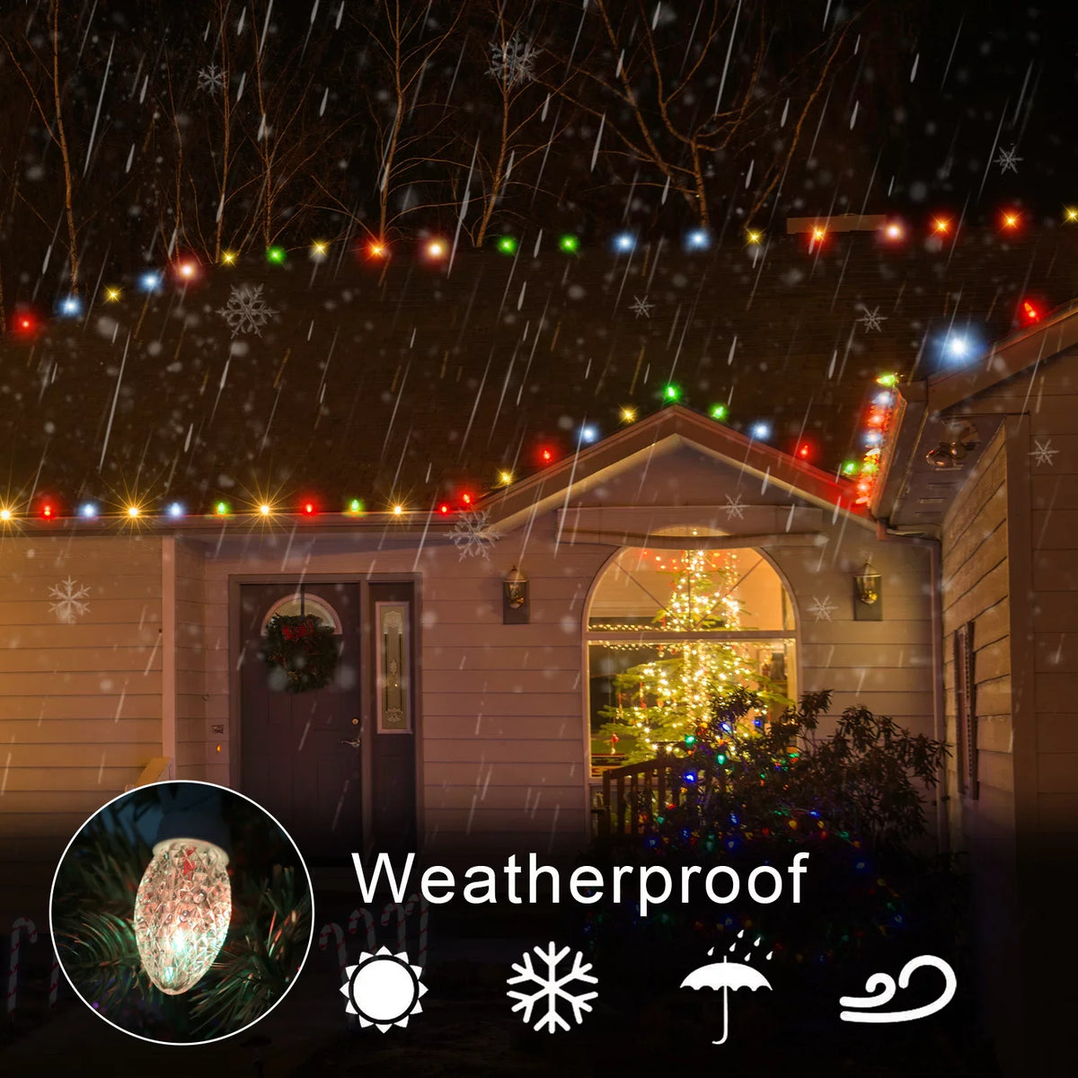 Christmas Light LED C9 exterior, String 20 Color 23ft Waterproof Bulbs Lights Changing Eva's Lights