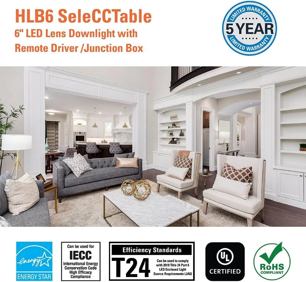 Thin - HALO inch 6 Light Ceiling - Pack LED Shower Downlight White 6 Disc CCT Selectable & 5 Ultra Recessed Canless