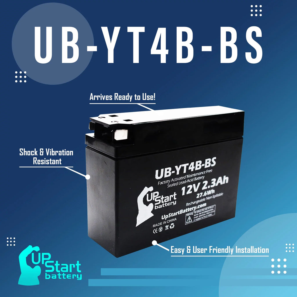 12V, Replacement 2001 2.3Ah, UpStart 5-Pack Free, - UB-YT4B-BS SR400 Factory Motorcycle Battery Battery 400CC Yamaha Maintenance for Activated,