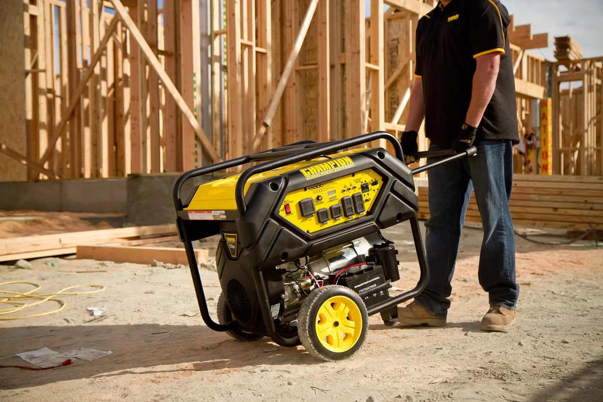 and 15,000/12,000 Lift Watts Generator Electric Power Hook with Champion Portable Equipment Start