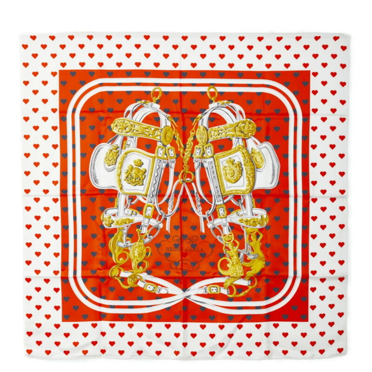 Women's Multicolor (Good) Carre Hermes 90 HERMES BRIDES Pre-Owned Silk de Muffler GALA Scarf Bridle Ceremony White Horse