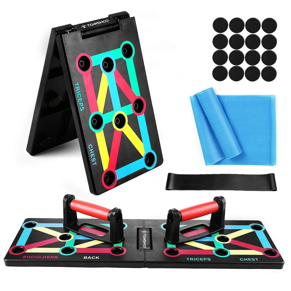 All Chest, Exercise Foldable Suitable Levels Strengthen Arms, Space-Saving Fitness Shoulders, TOMSHOO for Push-Board, Portable Equipment, and and