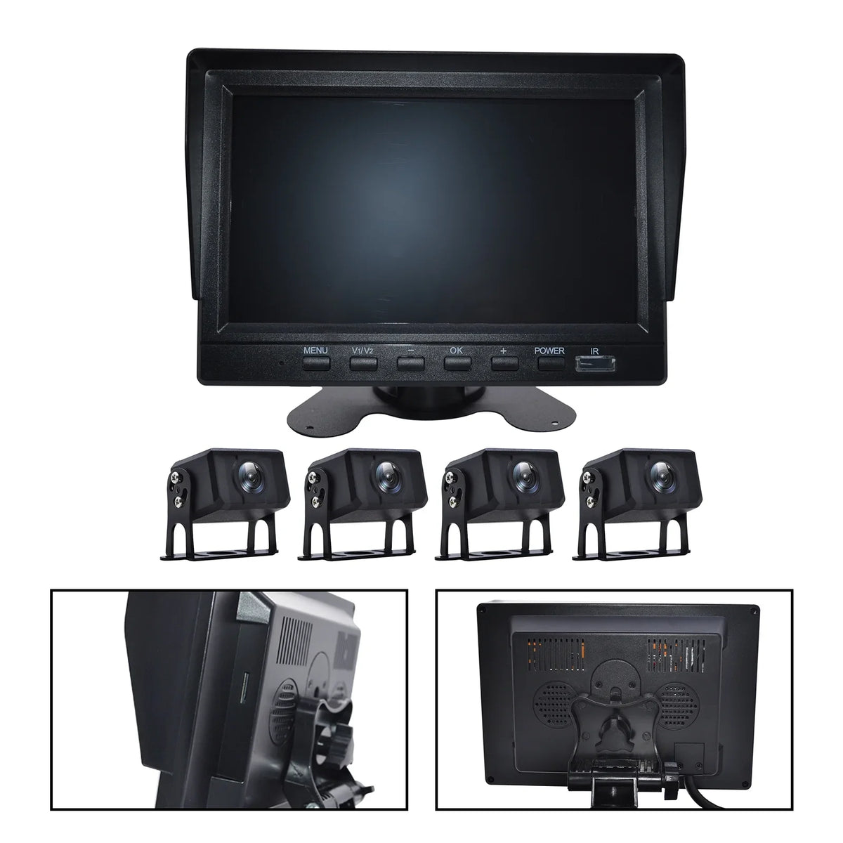 Recorder Video View for RV 7" Backup Truck B Bus+4 Camera Driving DVR Monitor Rear