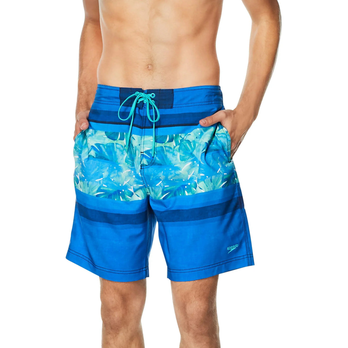 Men's Printed Bondi Length Speedo Knee Swim Trunk Boardshort