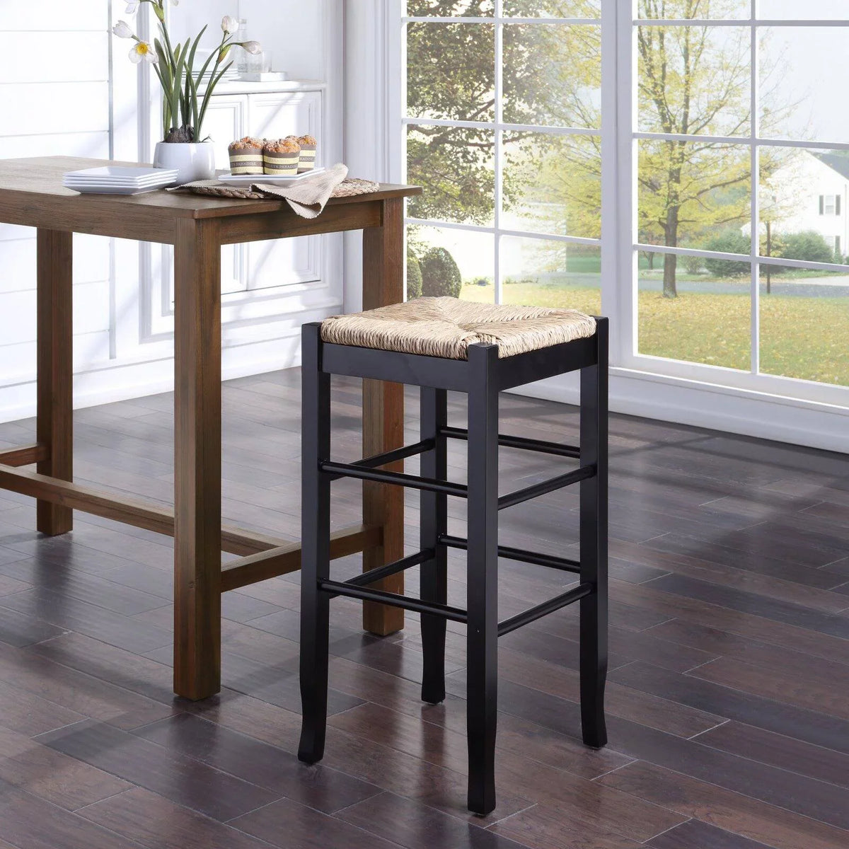 '- Rush Stool Boraam Square 29 Bar in.