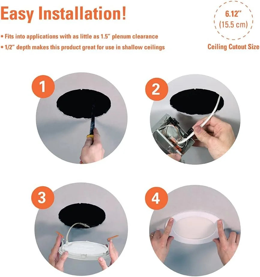 Thin - HALO inch 6 Light Ceiling - Pack LED Shower Downlight White 6 Disc CCT Selectable & 5 Ultra Recessed Canless