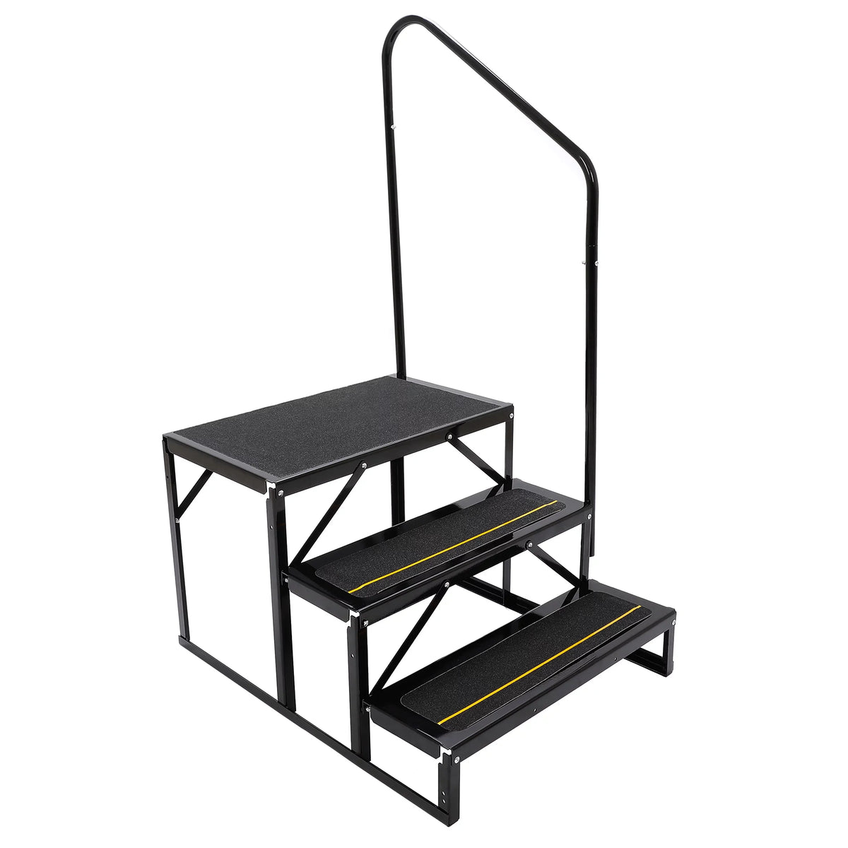 Rail W/ Hand-railing Steps for Trailer HECASA Steel Camper Armrest 3 Side Travel Load Trailer Stairs Universal RV Hand