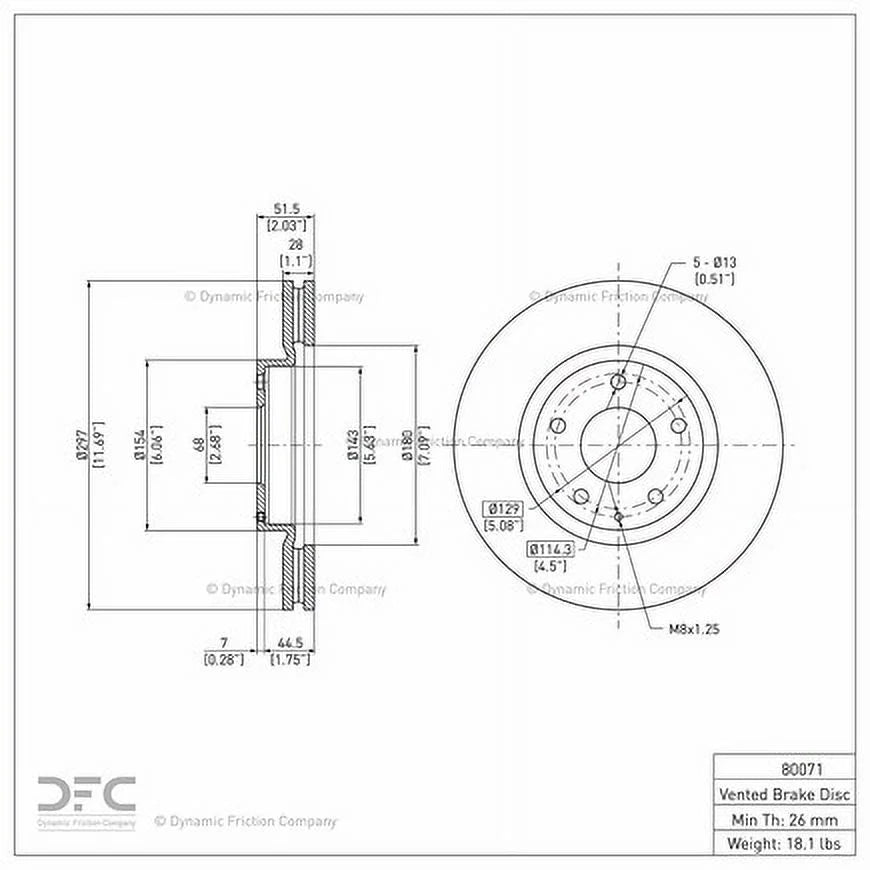 Mazda Brake Company Front Friction Disc Dynamic 2014-2015 Rotor (1) For CX-5, 2013-2015 Mazda 600-80071 6