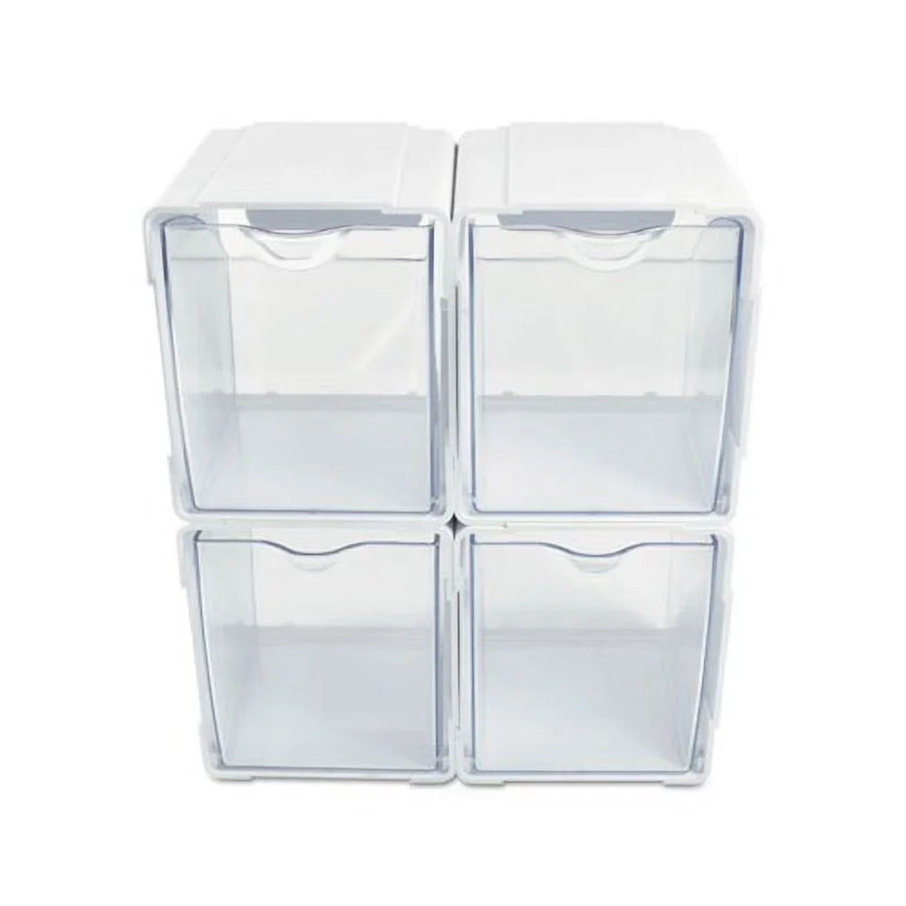 4 4-Bin Interlocking x Tilt 5 1/2, 7/8 Organizer 5/8 Bin x 4 White/Clear