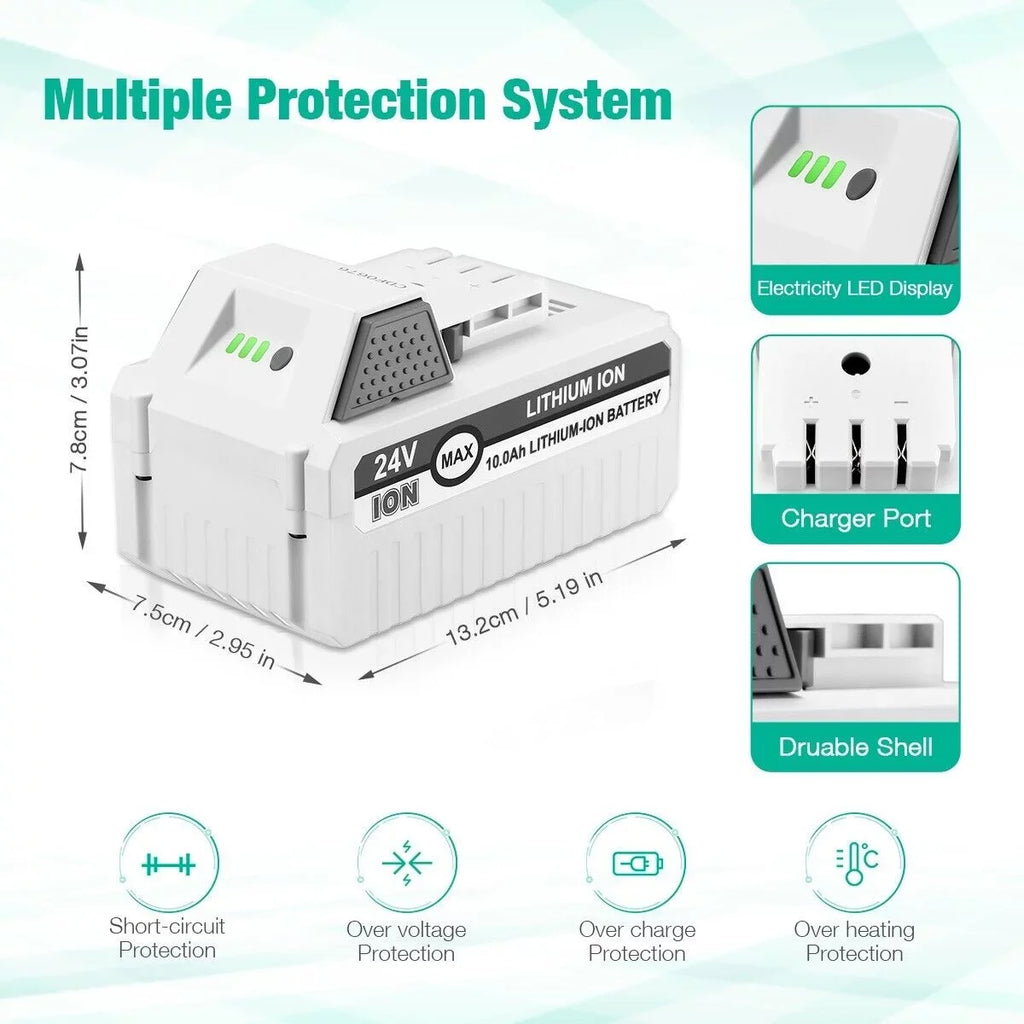 Battery Cordless 2Packs iON+ All Li-ion Joe with 24VBAT-LTW Blower Compatible Snow Joe 10000mAh 24V for Snow 24V System 24V-X2-SB18 Joe 24VBAT-LTE and Sun 24VBAT-LTX Battery iON+ for 24VBAT-LT 24VBAT