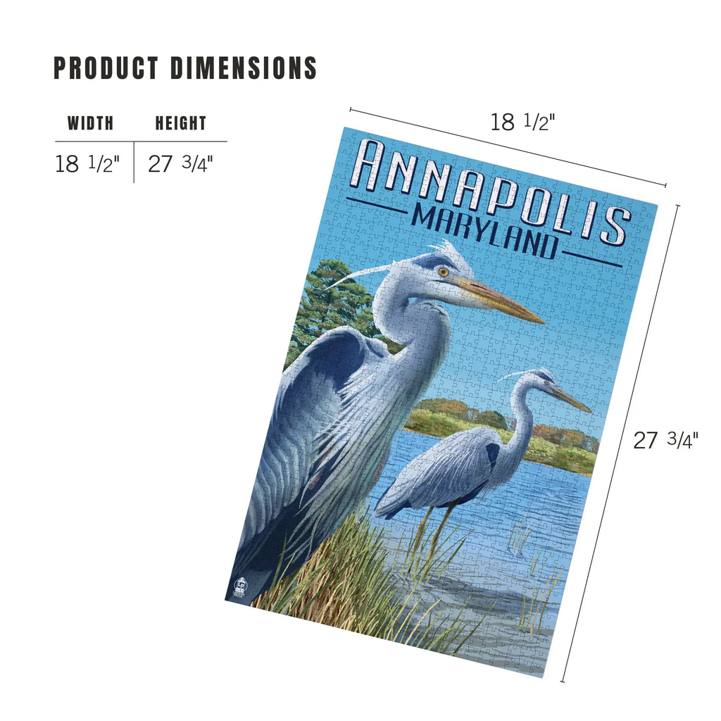 Maryland, Herons Puzzle, Blue Jigsaw Press 1000 Lantern Piece Annapolis,