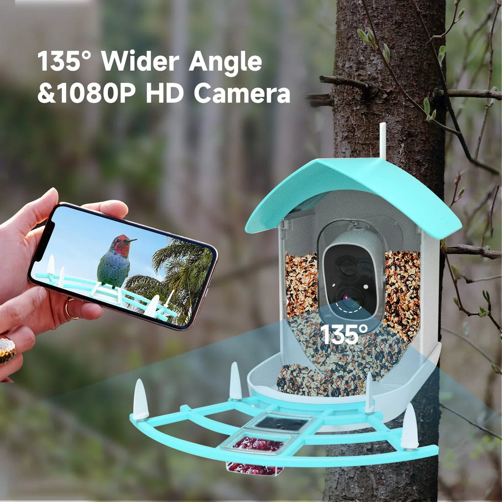 RUSUO Species WiFi Camera Proof Feeder Wireless PIR feeders Squirrel camera,Video Powered Vico 1080P Resolution Camera Wi-Fi Camera Solar Camera App AI 1080P Pristin Video