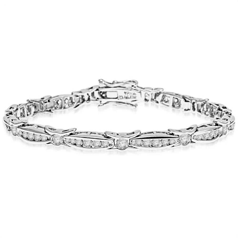 Diamond Essence Bracelet by Round Diamonds in Sterling Silver Lab-created with Brilliant Designer Set Link set