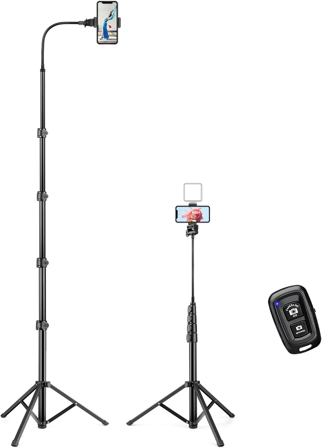 Phone Remote 13" Adjustable and Phone Cell Gooseneck, 80" with with Stand Phone Tripod Tall Tripod Tripod, Holder,