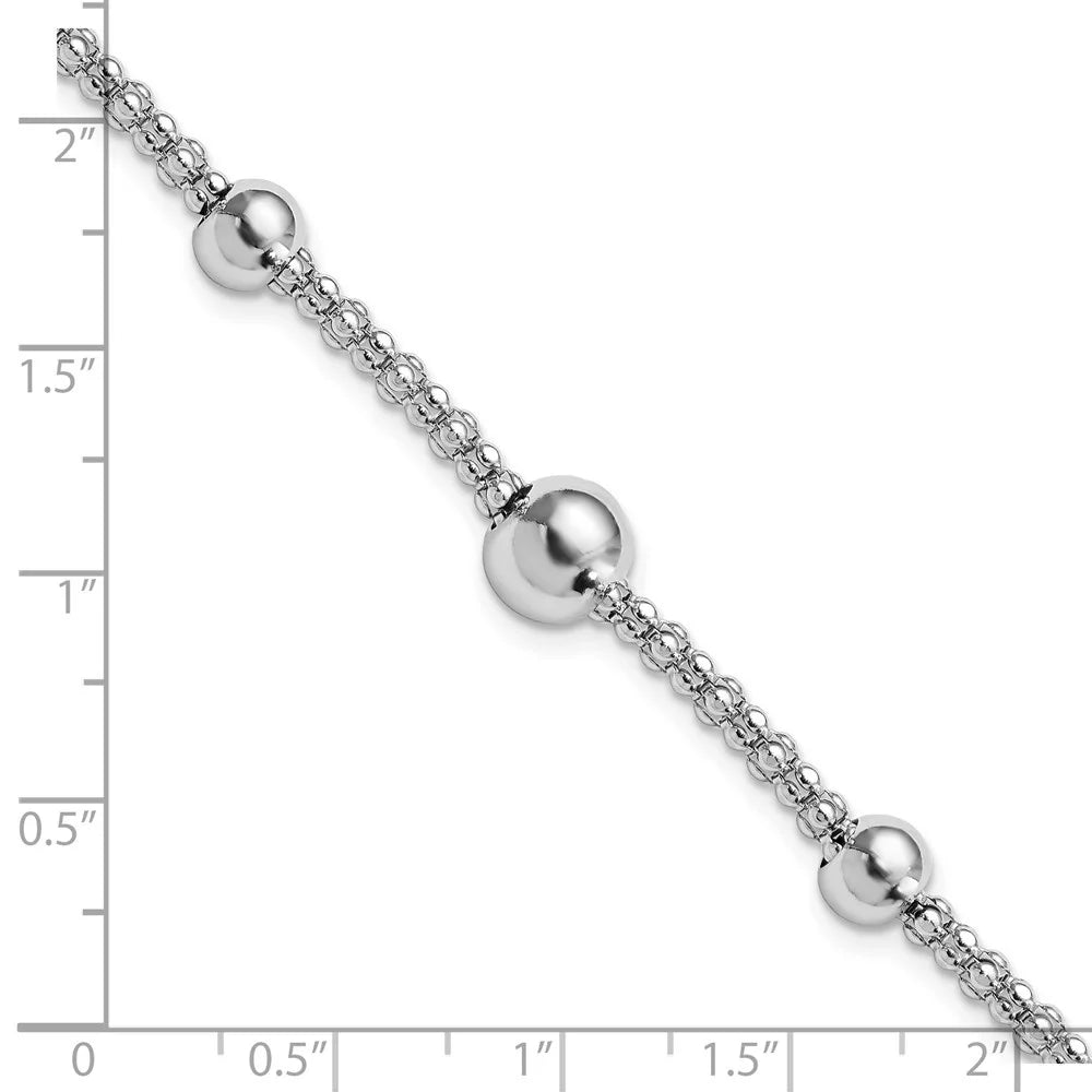 Women Bracelet for 925 8inch Jewelry Sterling Beaded Popcorn Fine Auriga Silver Chain