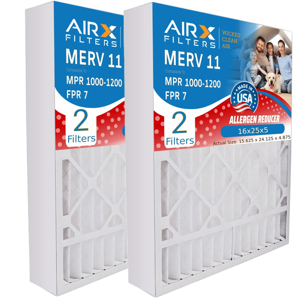 Skuttle 16x25x5 WICKED Premium Furnace Pack by with AIRX 16x25x5 USA MERV Filter CLEAN #000-0448-001 Filter 1200 FPR FILTERS AIR. MPR DB-25-16 11 Compatible Air 1000, 2 7 to Made Comparable & MPR