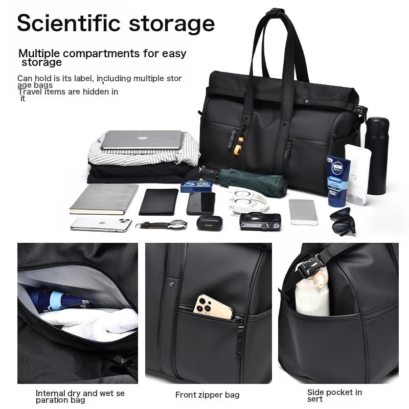 And Fitness Waterproof Sports Women'S Capacity Separation Business And Dry And Men'S Bag Trip Large Handbag Feel Wet Luggage Bag Travel Leather Bag