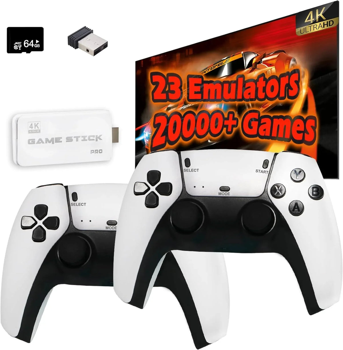HD with TV Controllers 4K and Wireless High 2.4G Retro Video Games,23 Plug 20000+ for Wireless Dual Game Stick in Built Emulators, Game Play Classic Definition Console, Output