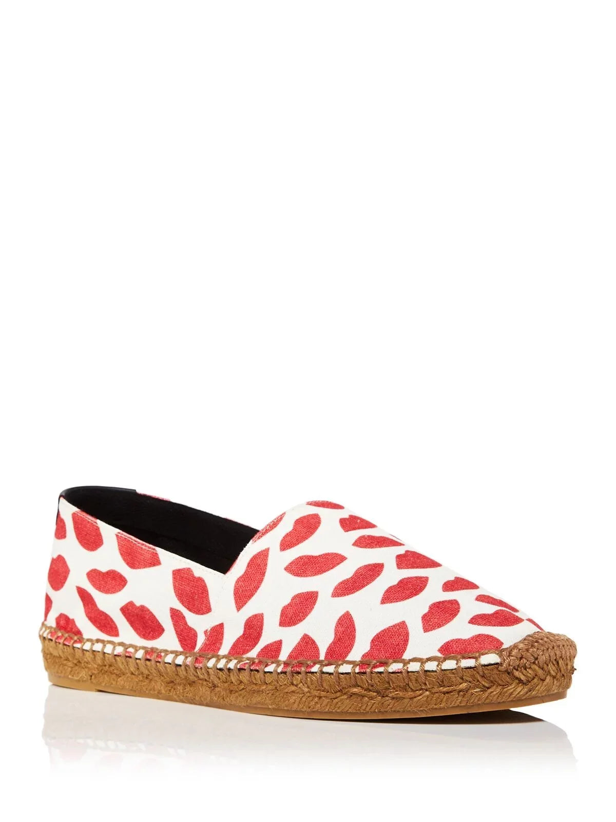 36 SAINT Shoes Printed Woven Logo Womens Platform Bianco Espadrille Red LAURENT Toe On Lip Slip Round