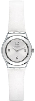 Dial Swatch Women's Watch Strap YSS296 Tone White Silver Leather