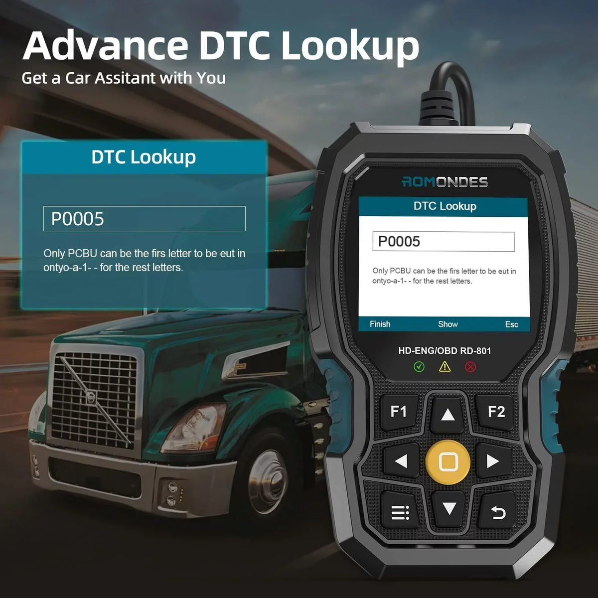 RD801 Truck Scanner Diagnostic Truck Romondes Heavy Code OBD2 Tool Reader Diesel Scanner Duty