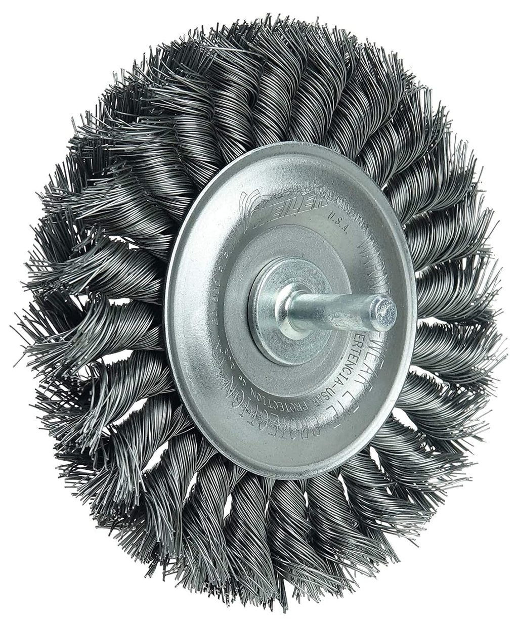 in Knot Wheel, 17687 Weiler Fill, .014" Steel Made 4" Wire Stem-Mounted USA 1/4" the Stem,