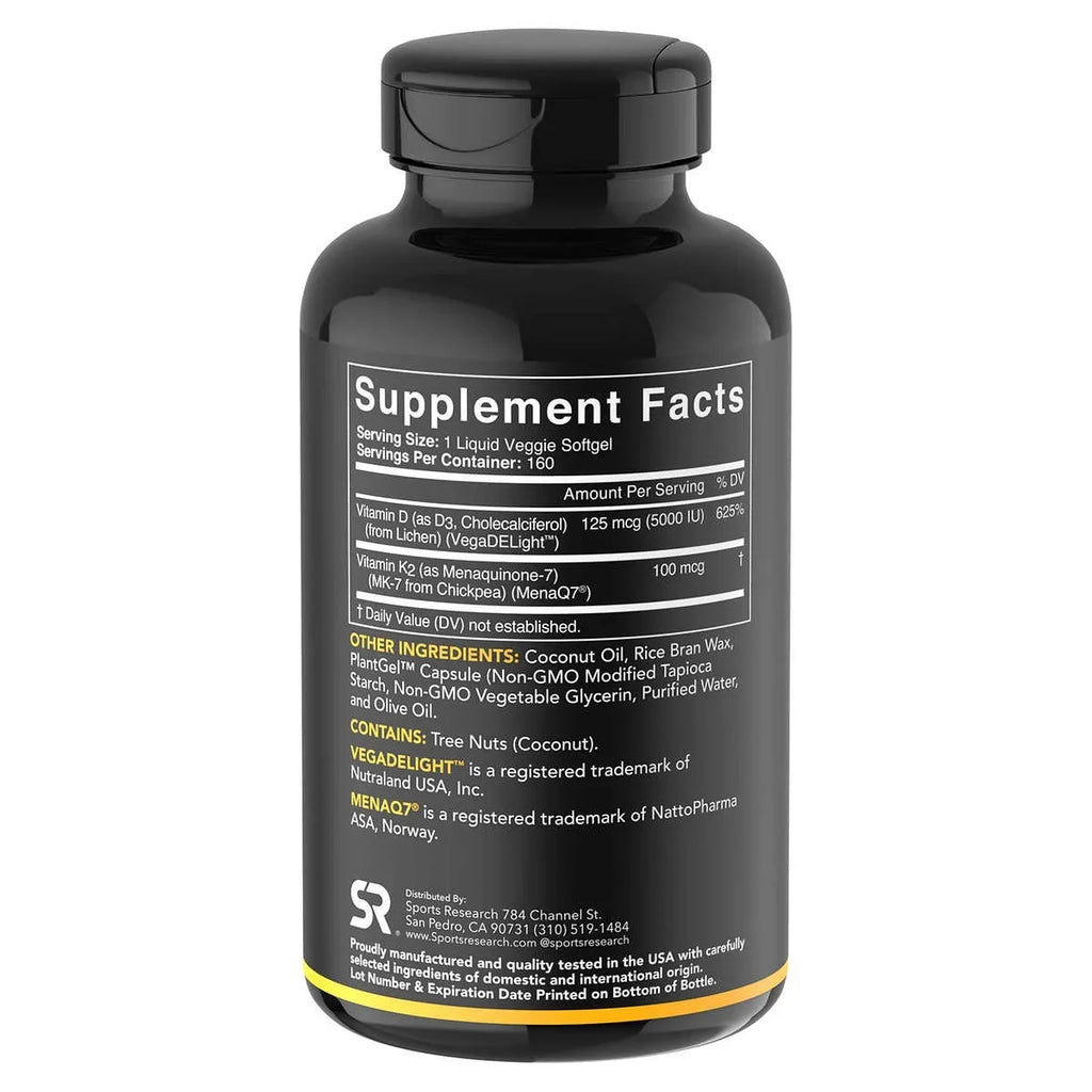 D3 Sports K2, + Softgels Veggie Research 160