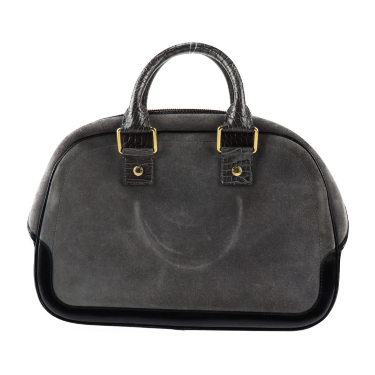 Stamp Hardware Black Gray (Good) M95237 Leather Pre-Owned Calf Handbag Suede Bag Gold GM