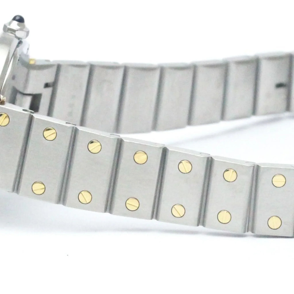 Polished (Good) CARTIER 18K Steel Quartz Gold Watch BF568475 Ladies Santos Pre-Owned Round