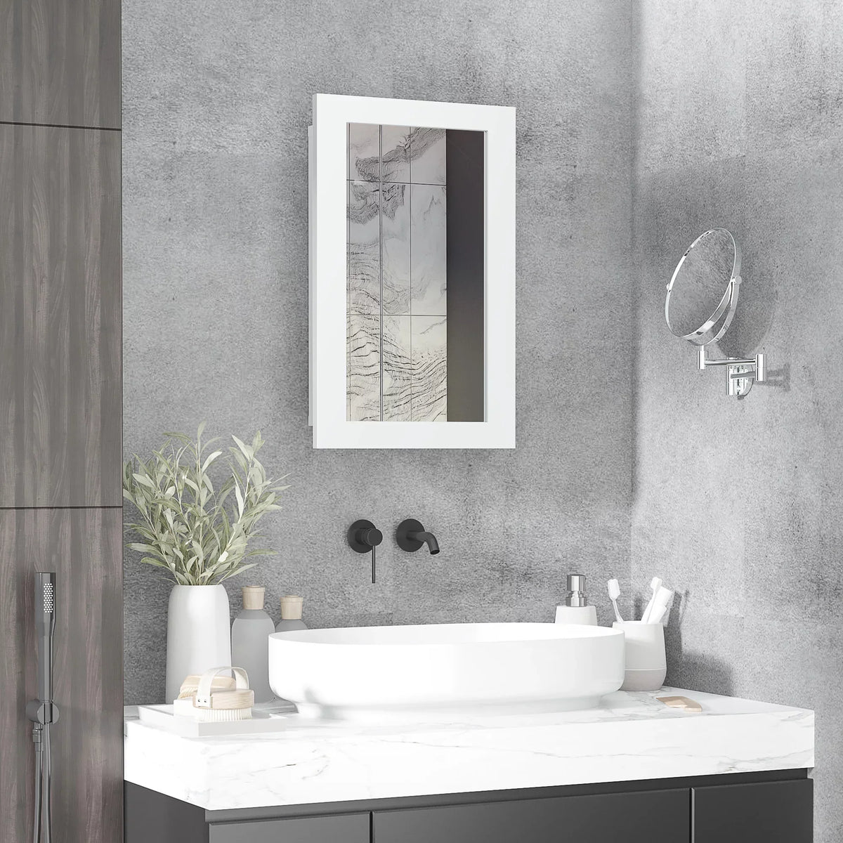 Cabinet, Mounted Wall Cabinet, White kleankin Bathroom Mirror Medicine