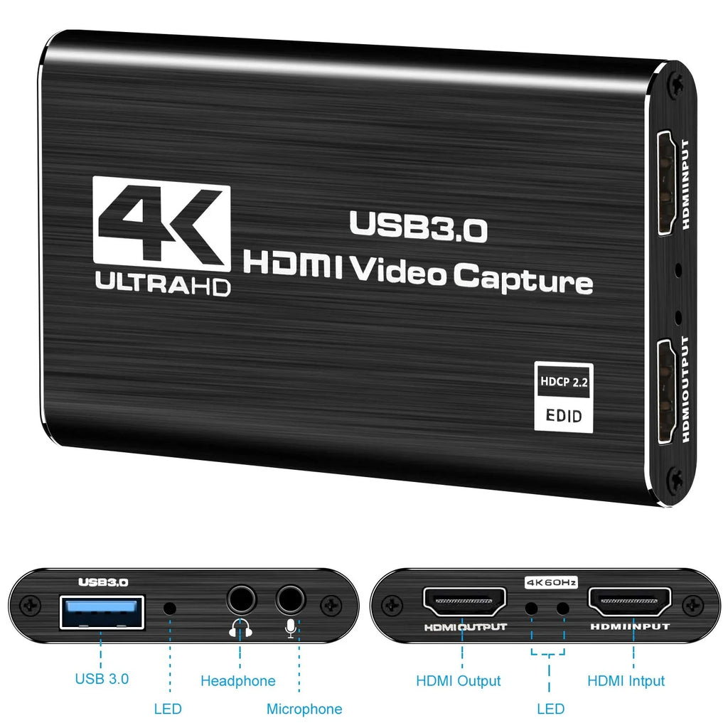 Support Capture PS4 Twitch for YouTube and One Device ANSTEN USB3.0 Game Streaming OS Windows Capture Video Linux Game X Card, HDMI 60HZ Recording OBS 4K Xbox System to Use