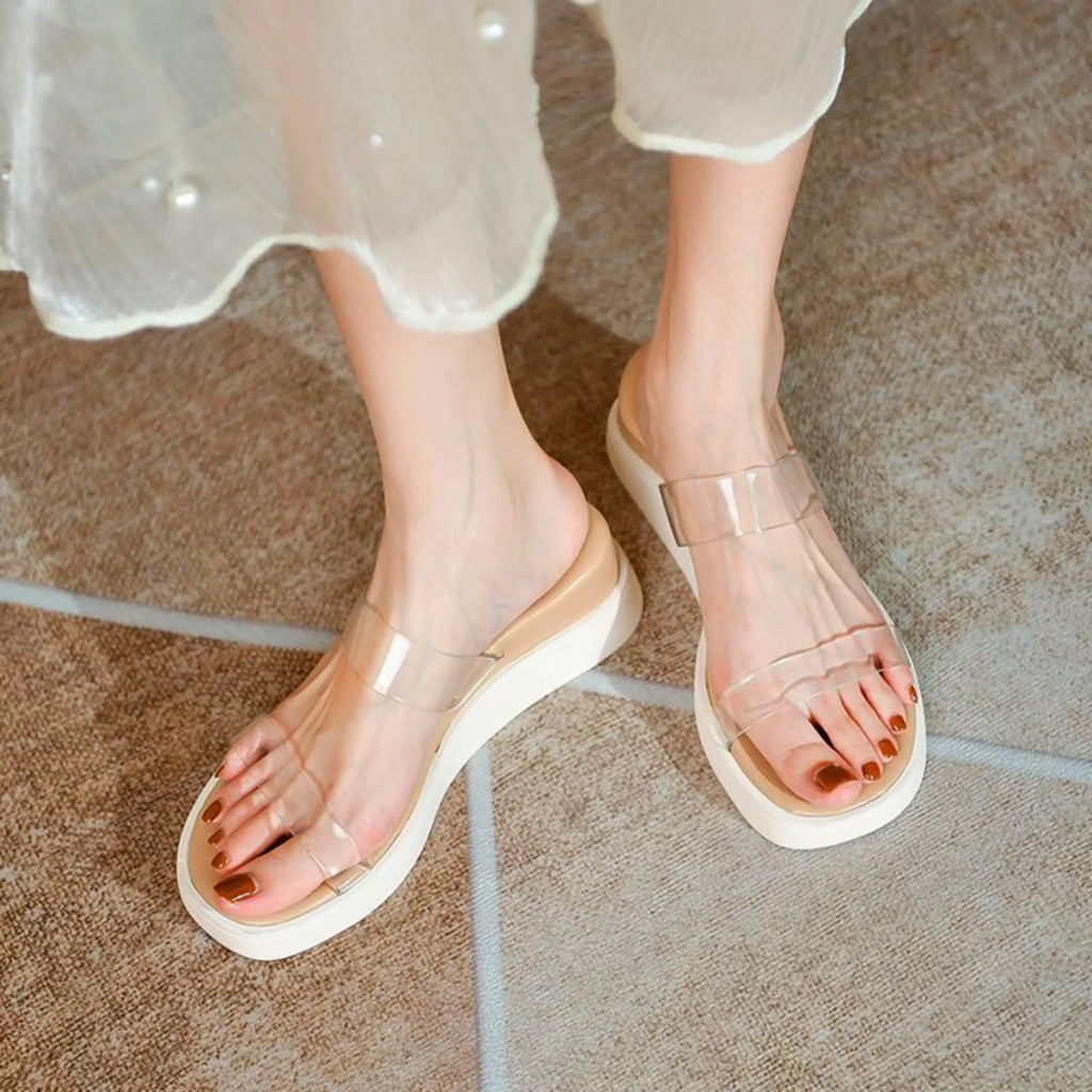 ILJNDTGBE for Women Slippers Sandals Wedge Rubber Strap Transparent Slippers Designer Sandals Women Platform Ankle Slippers Heeled Custom Platform