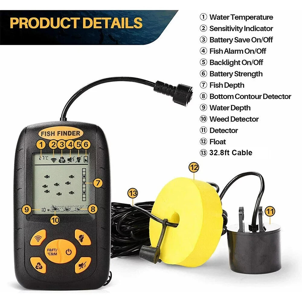 Your Advanced Sonar Portable Sensor Transducer with Fish - Enhance Echo Jahy2Tech Experience Finder Fishing Technology Alarm