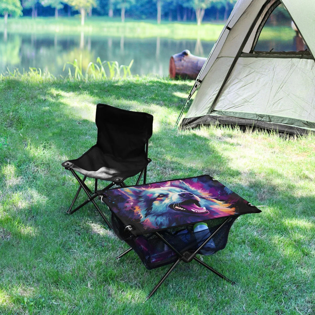 with Foldable Compact Bag Camping Picnic Beach Cool Fishing Table Hiking Wolf exterior Abstract for Table BBQ Portable Storage Table