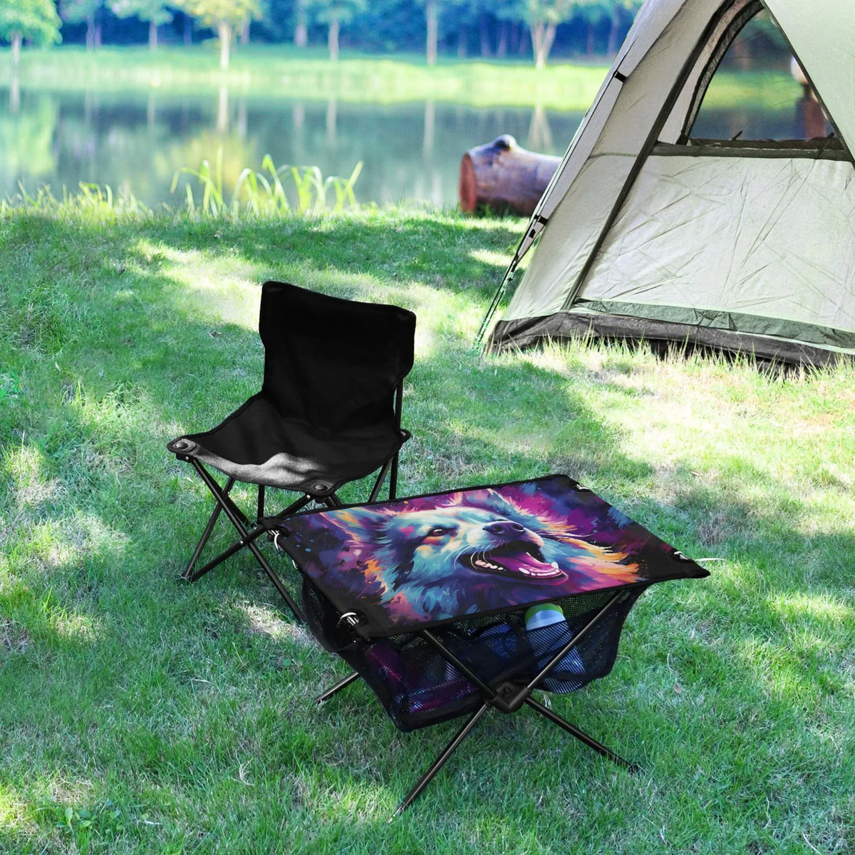 with Foldable Compact Bag Camping Picnic Beach Cool Fishing Table Hiking Wolf exterior Abstract for Table BBQ Portable Storage Table
