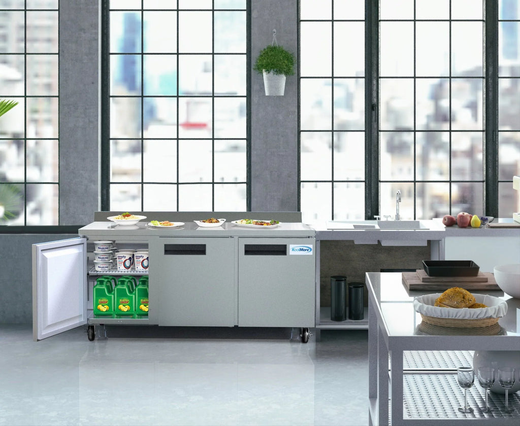 Cu. Refrigerator in. ft. in 72 Worktop Commercial 16.9 Three Steel, Stainless Door KoolMore